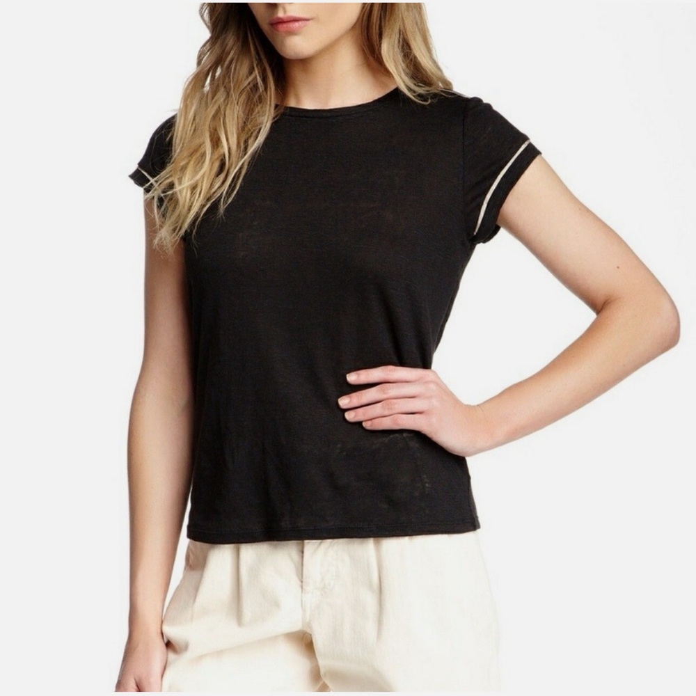 Alice Olivia Black Linen Top